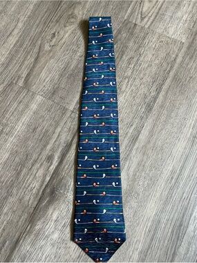 Men's Navy Golf Patterned Silk Tie in Navy
